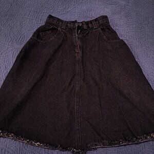 Girls Black Denim Skirt